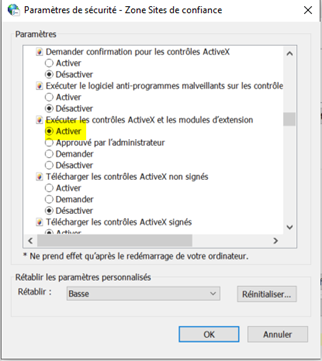 Exécuter les contrôles ActiveX et les plug-ins mis en surbrillance